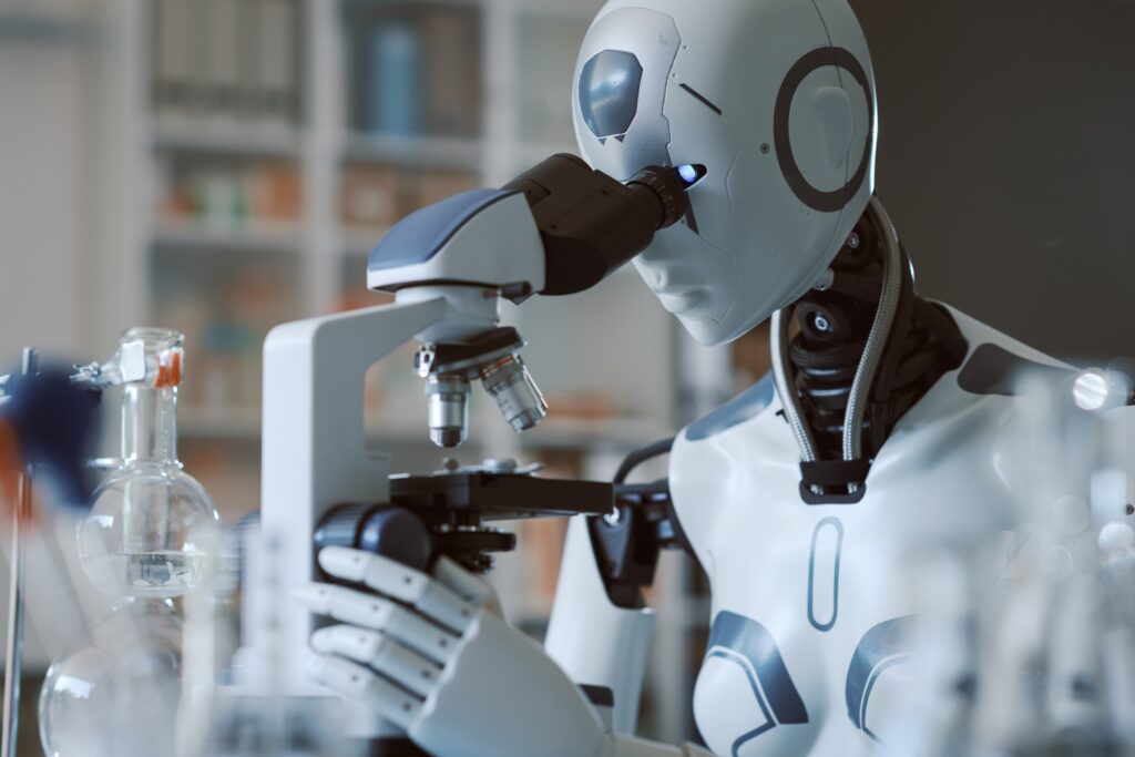 AI robot working in the laboratory