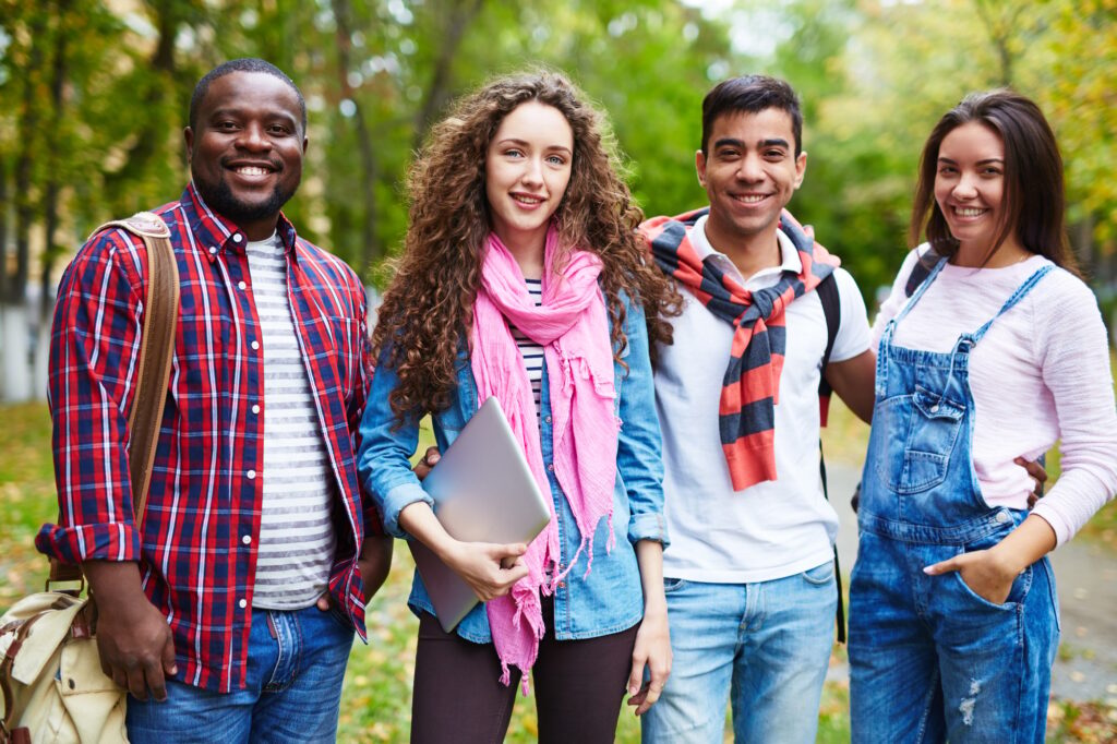 Row of college friends
