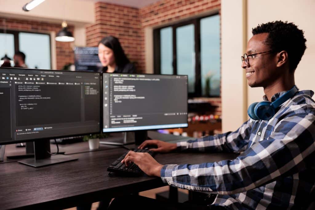 Software developer working on new user interface